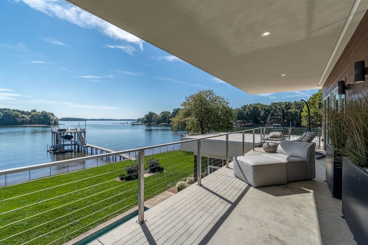 Second floor deck overlooking Lake Norman.