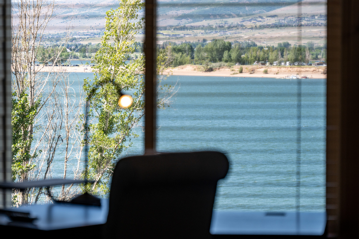 Enjoy incredible reservoir views while working, reading, or planning your adventures.
