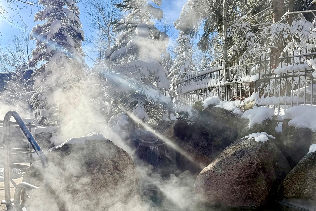 When that winter chill finds its way deep into your bones, you'll be so grateful you booked the condo, that was just steps from this luxuriously steamy scene. 