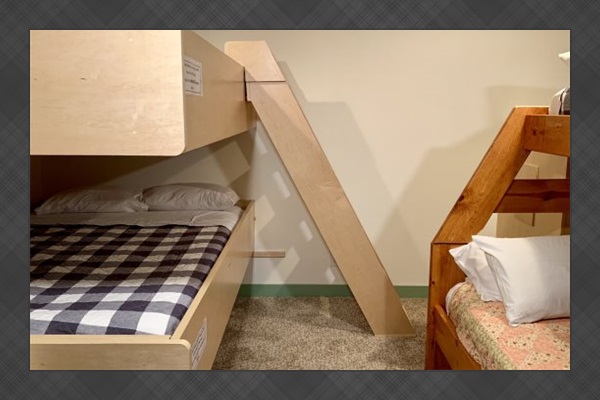 Loft area: 3 Full-size beds, 1 Twin bed.