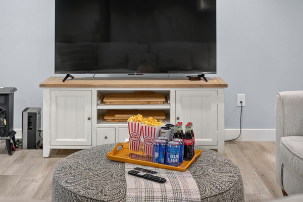 Kick back and enjoy your favorite movies or shows on the large TV.