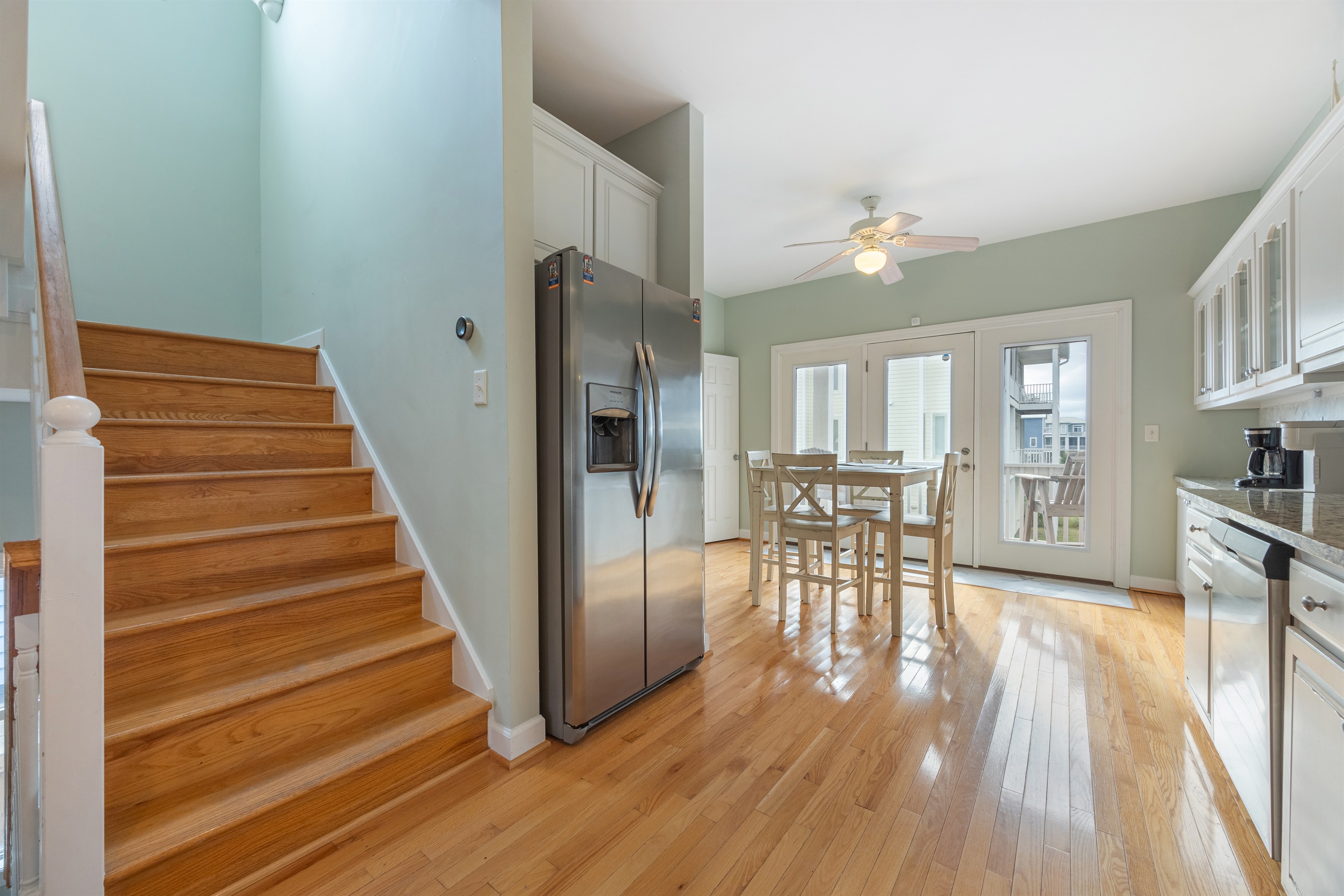 Head upstairs to two serene bedrooms designed for comfort