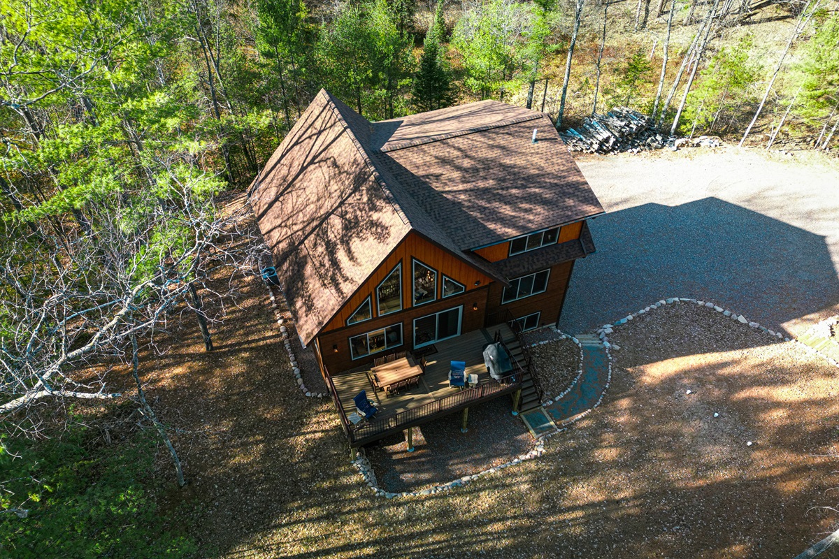 Ariel of Property, Large Parking Area 