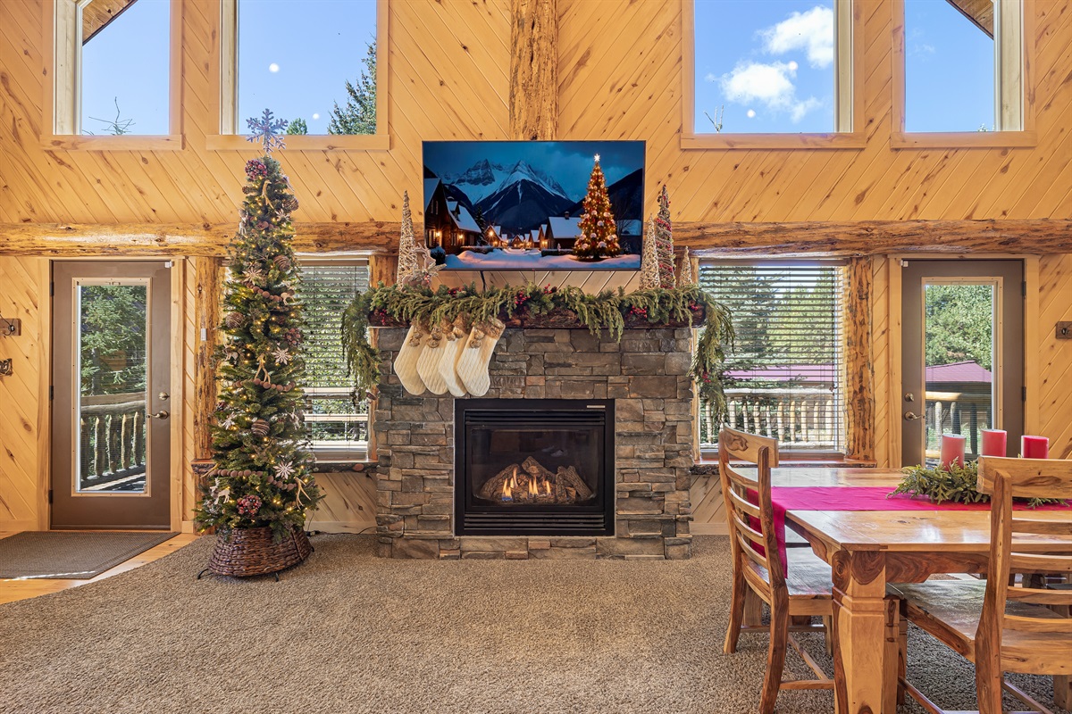 Living room with propane fireplace