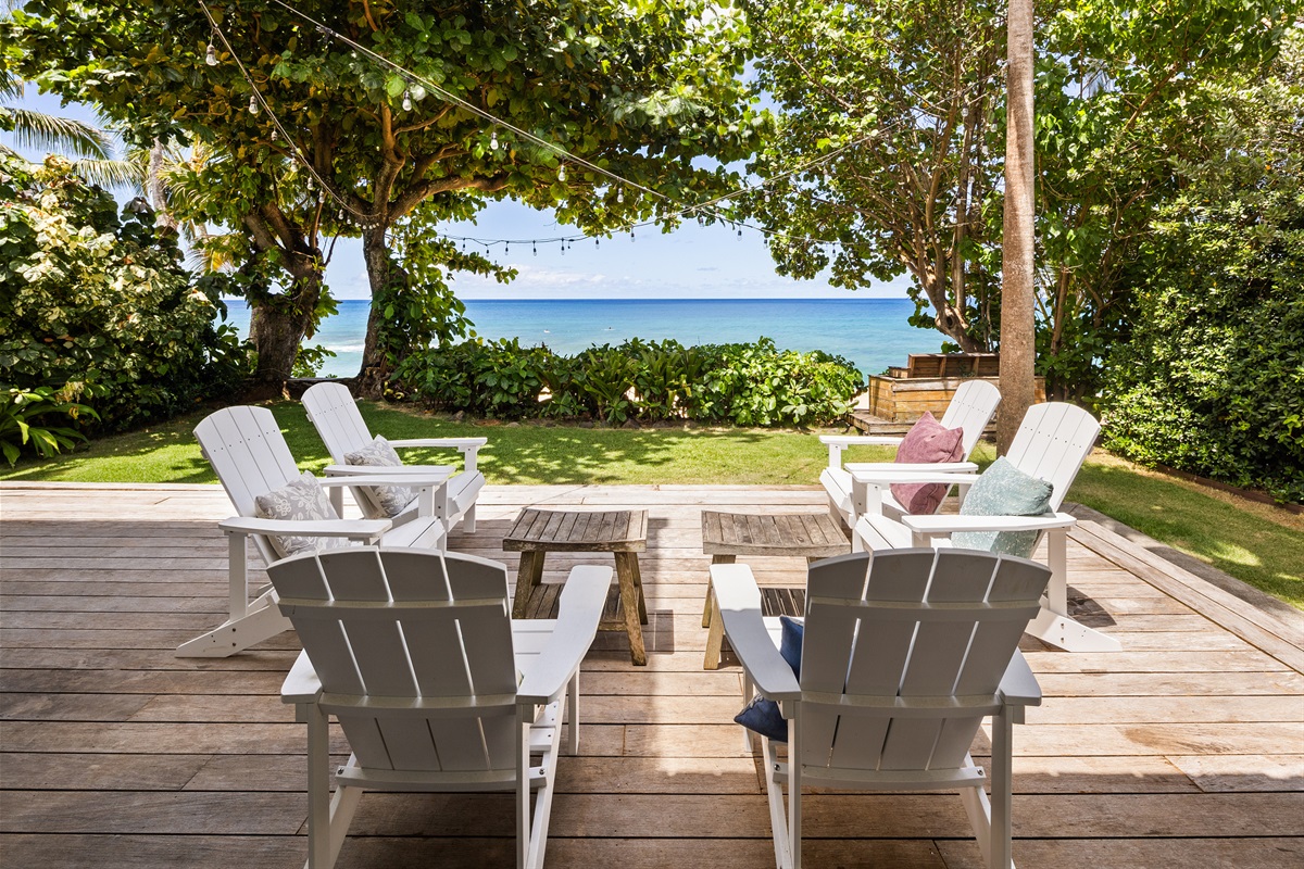 outdoor seating with beach and ocean views