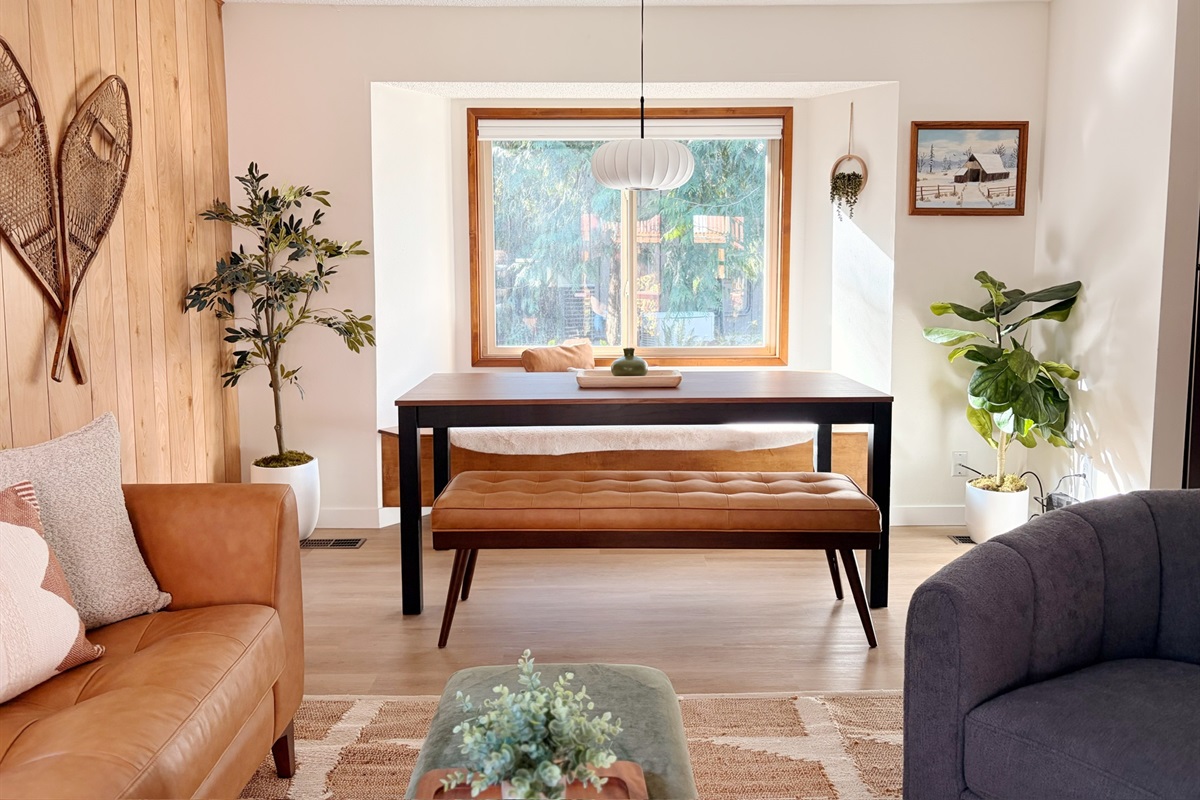Creekside living room/dining area