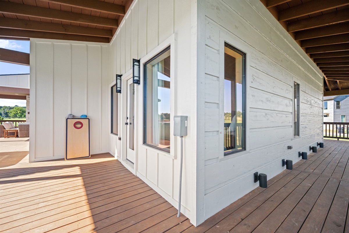 Spacious deck with plenty of room for outdoor fun and games.