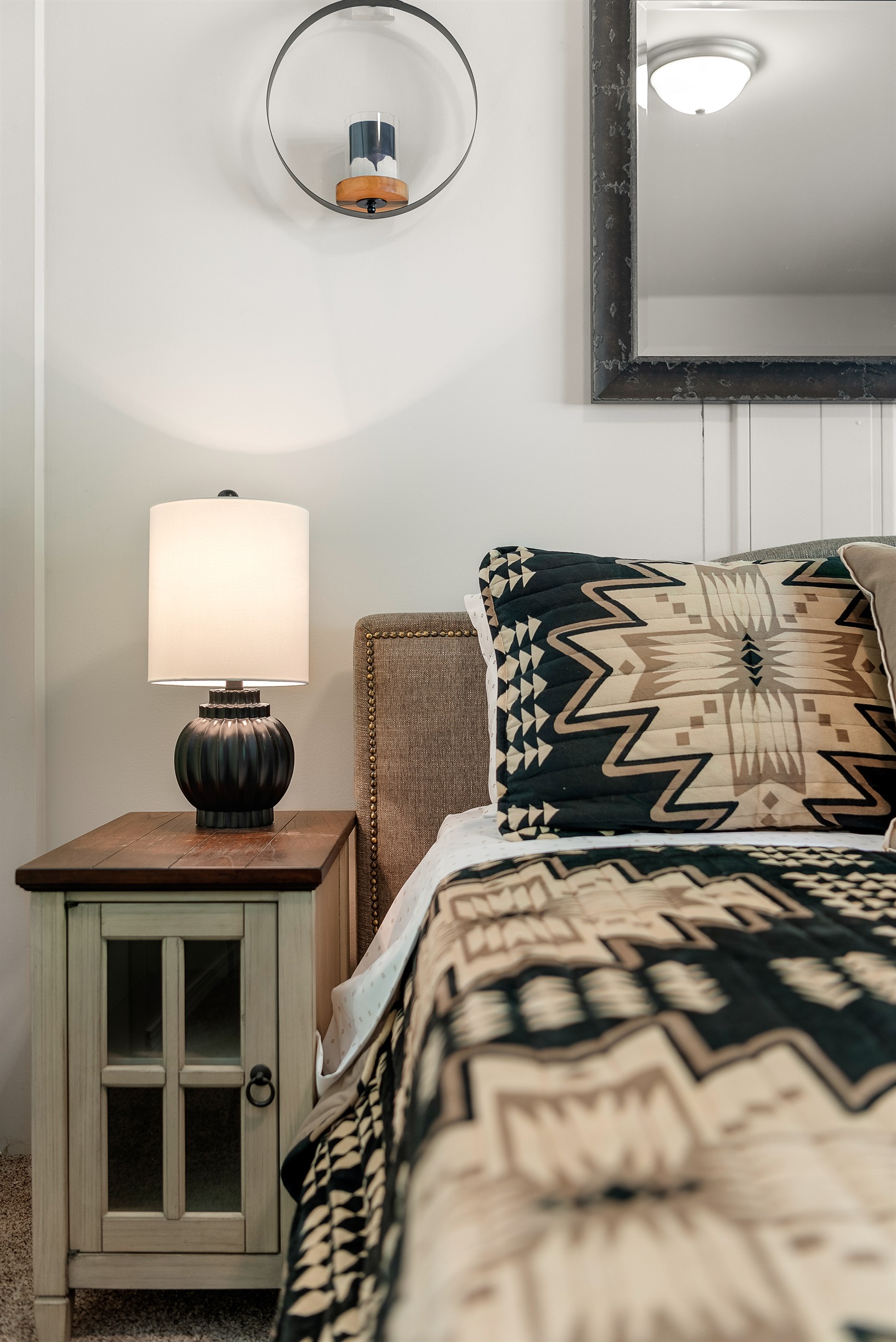 Master bedroom with king bed on main level.