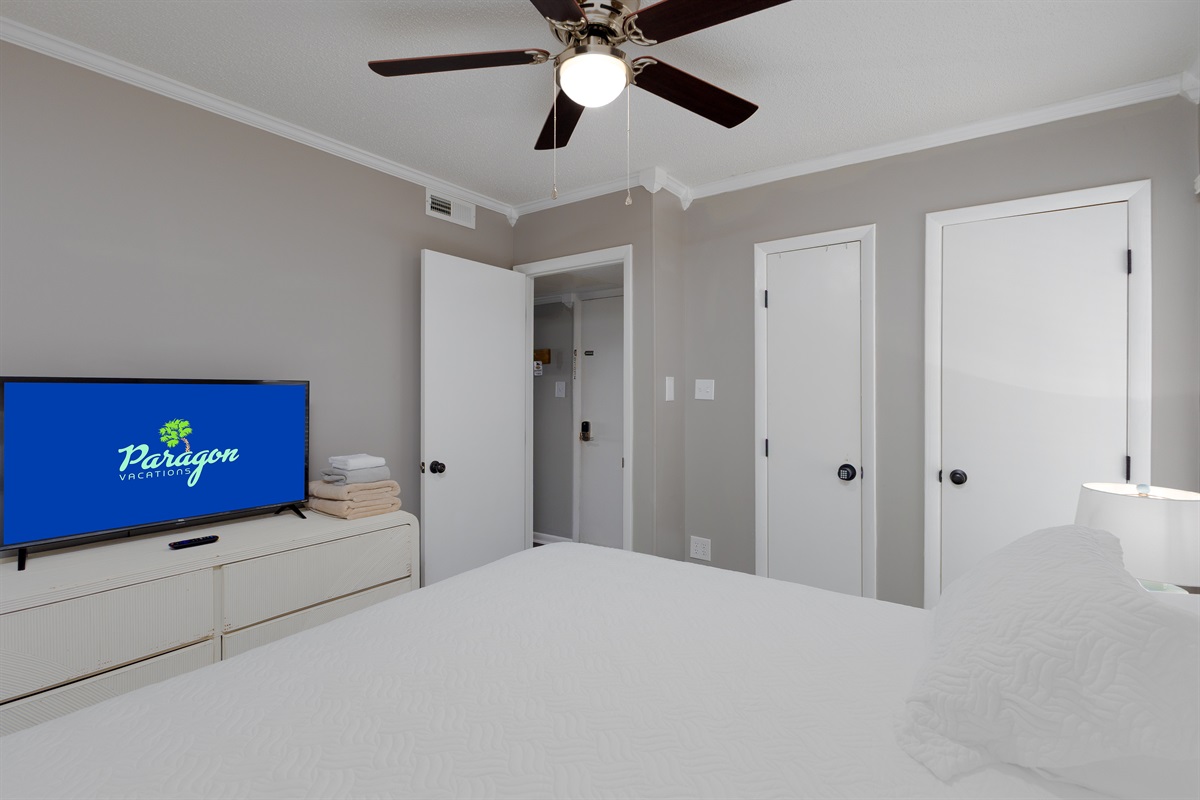 Smart TV in bedroom for evening relaxation