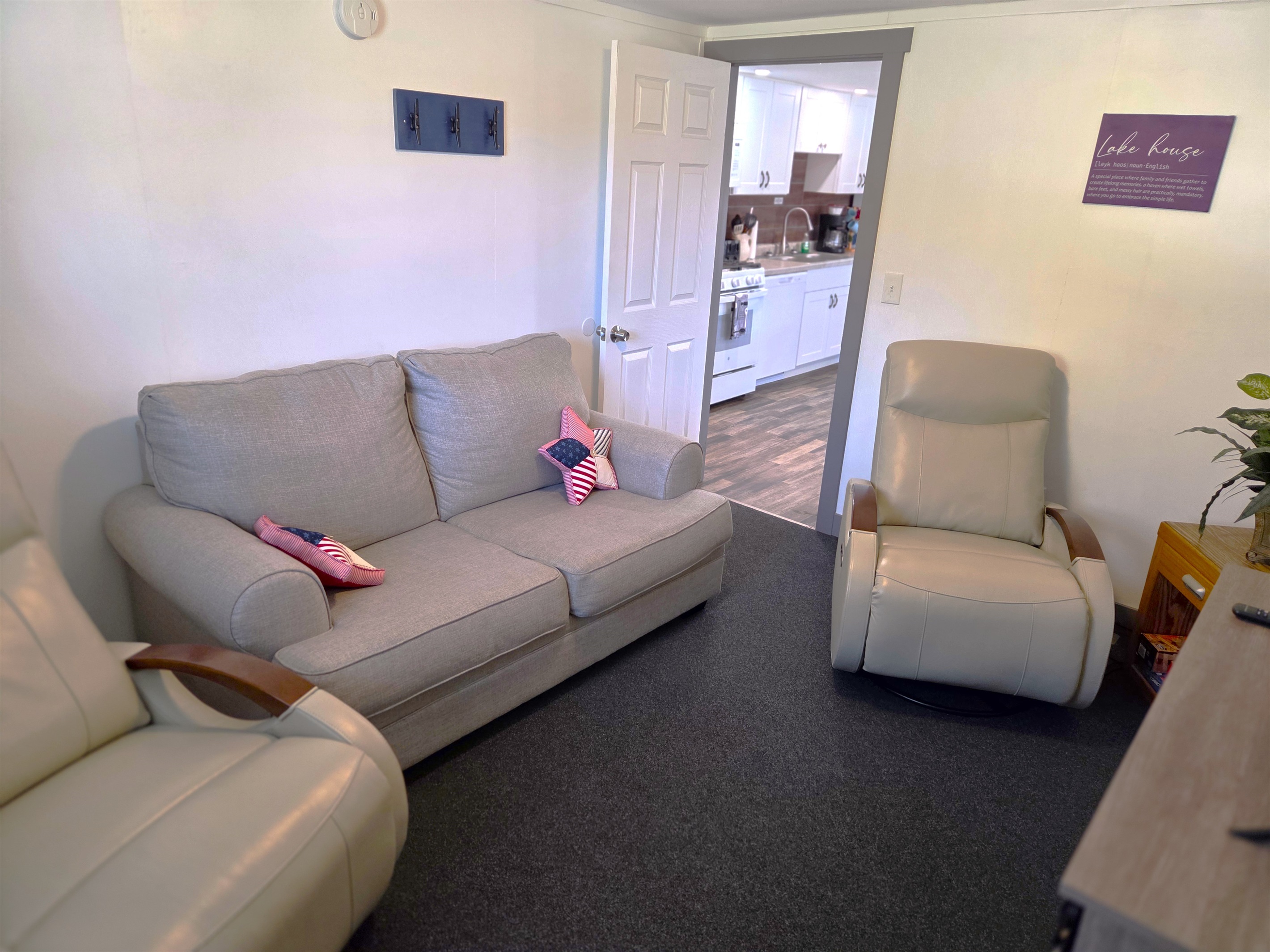 The living room is easily accessed from the kitchen / dining room.