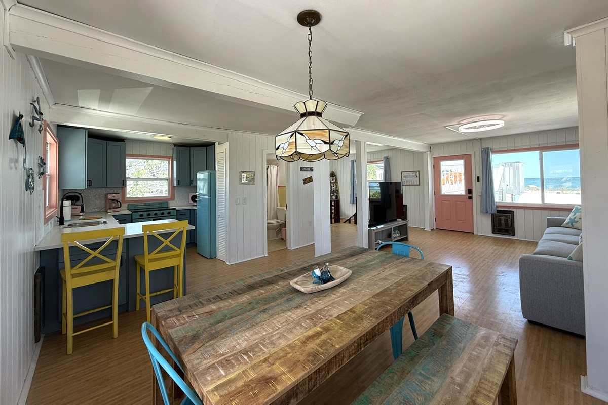 Dining Room toward Kitchen Breakfast Bar & Living Room