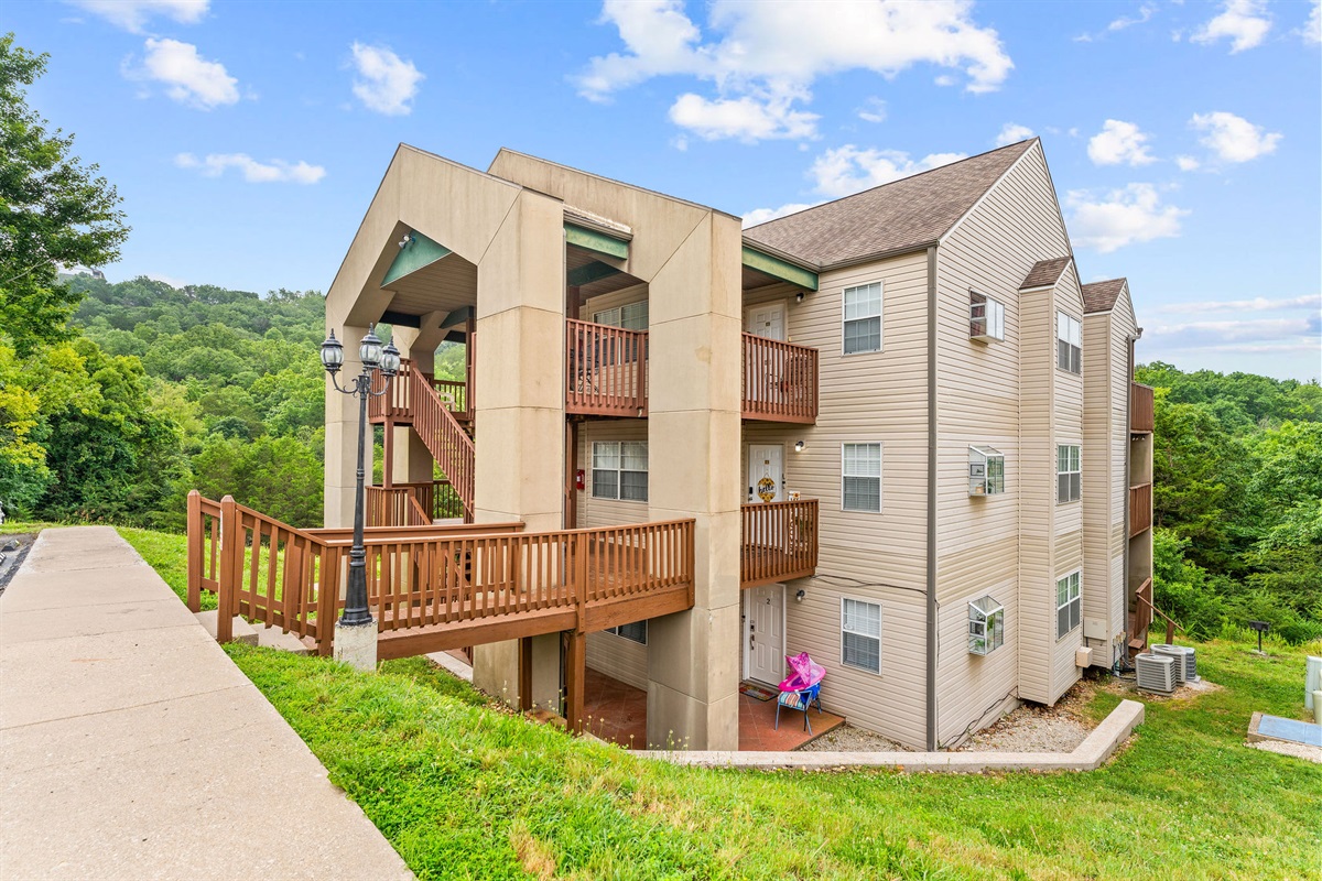 Nestled in the hills of Indian Point Cove, this multi-level building offers peaceful views, covered decks, and a quiet, nature-filled setting.