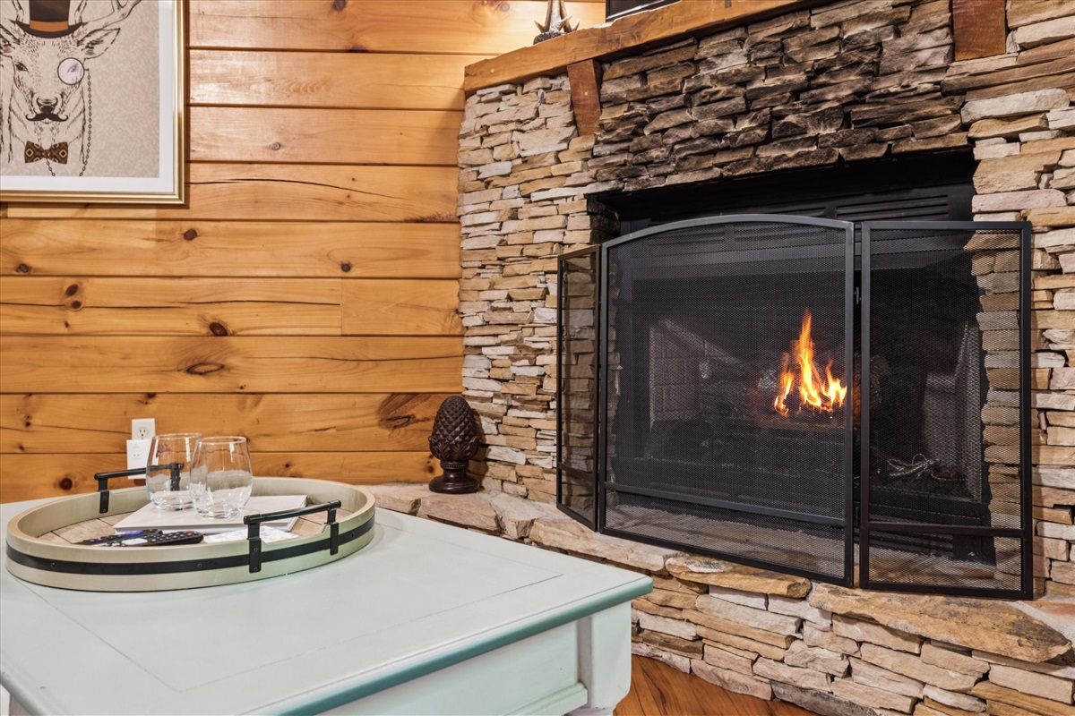 Gas fireplace open from October - May 1st