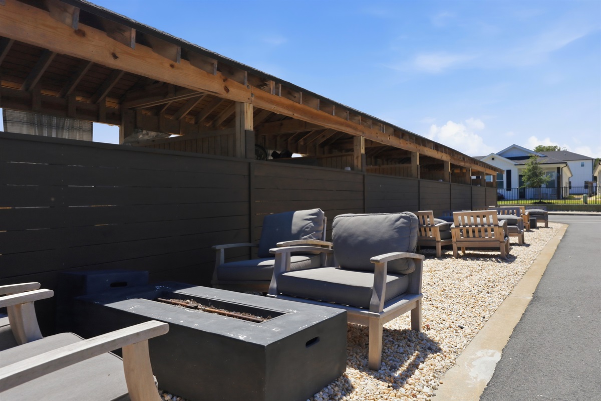 Outdoor lounge area near the pool
