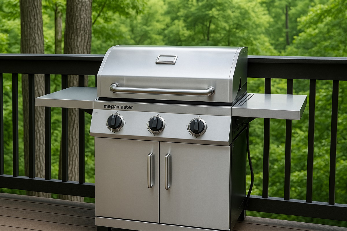 Gas propane BBQ grill ready to cook up your favorite meats. 