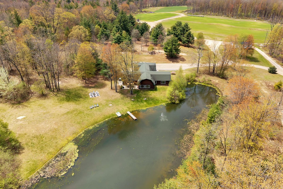 Aerial view of the property.