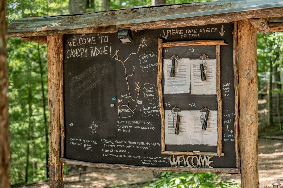 Canopy Ridge guide that will greet you at the entrance to Canopy Ridge!