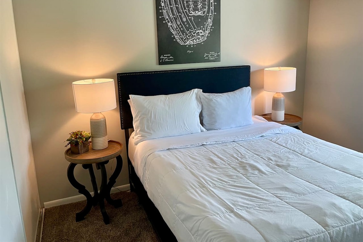 Bedroom 1 with queen size memory foam bed.  