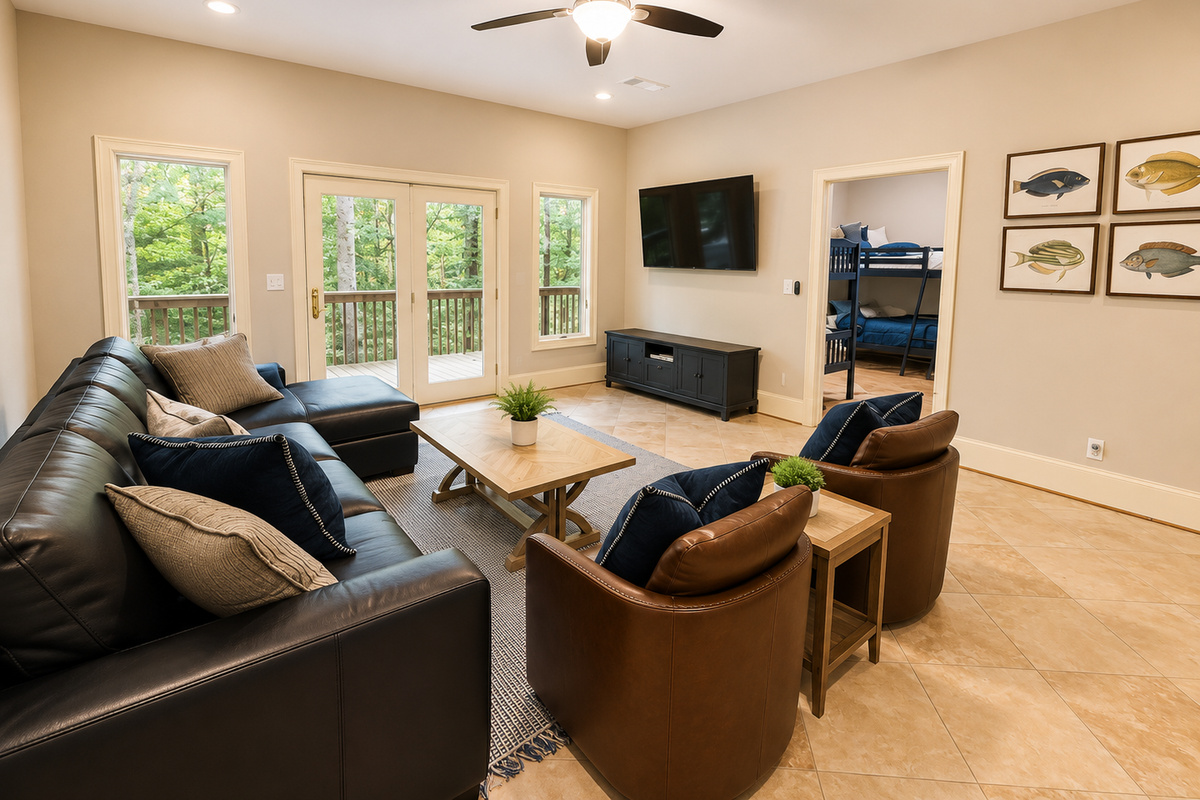 Kick back, watch a movie, or unwind with family in this cozy downstairs lounge.