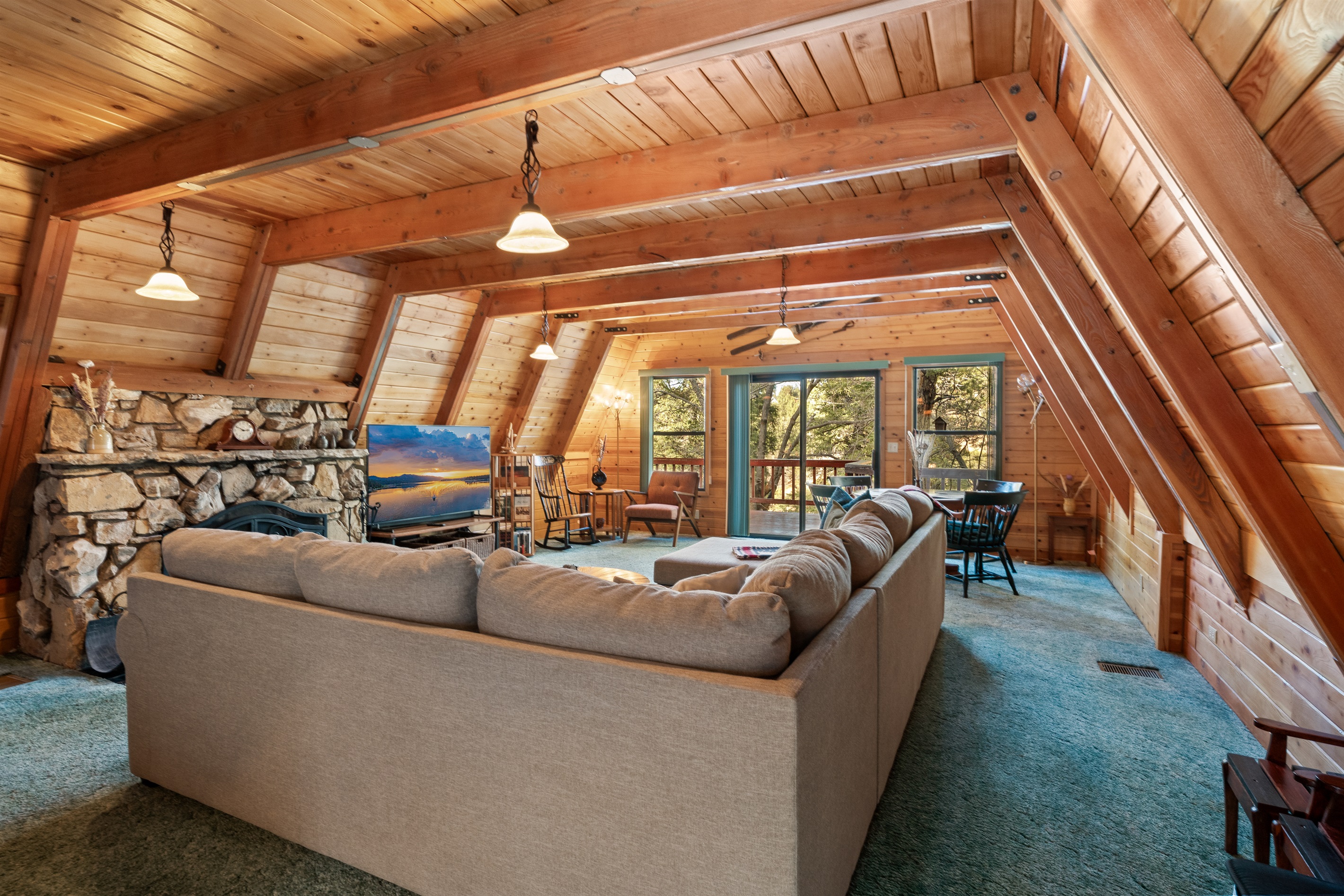 Entering the living room from the kitchen