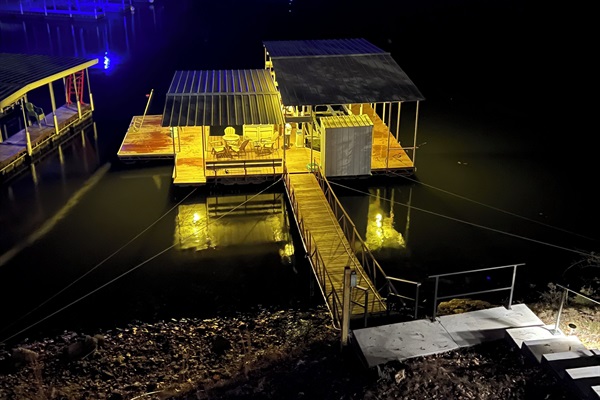 Private dock at night.