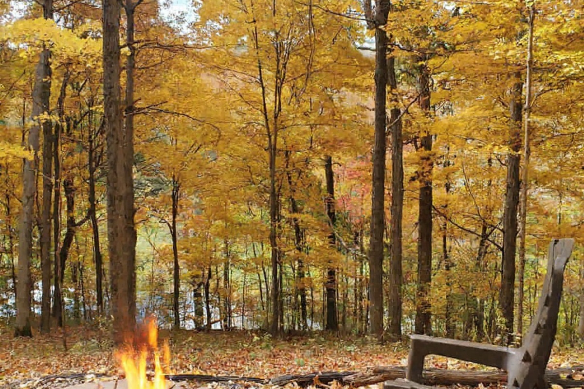 Warming up by the campfire on an autumn day!