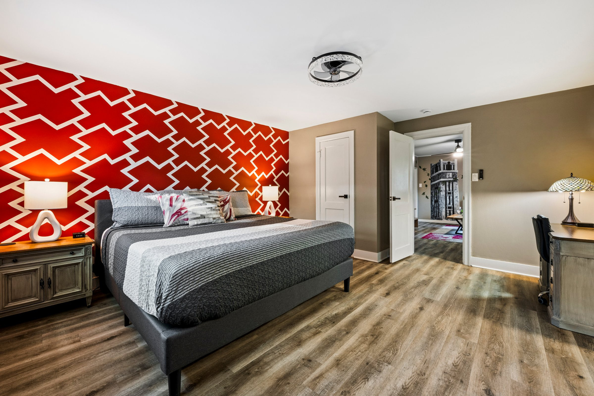 The king suite offers a comfortable retreat at the end of the day.