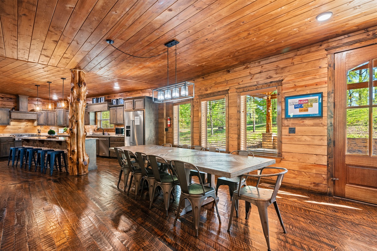 With plenty of seating and an open flow into the kitchen, this dining space is ideal for group gatherings of any kind.