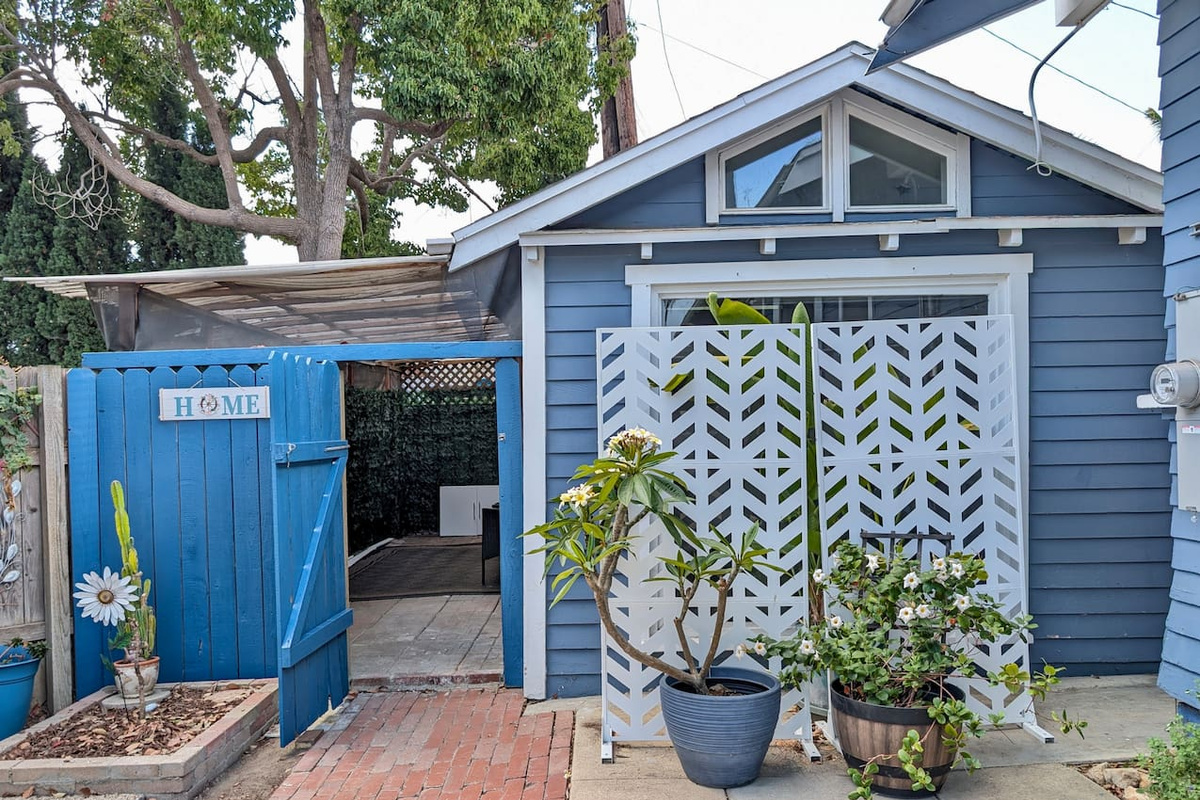 Private entrance and patio.