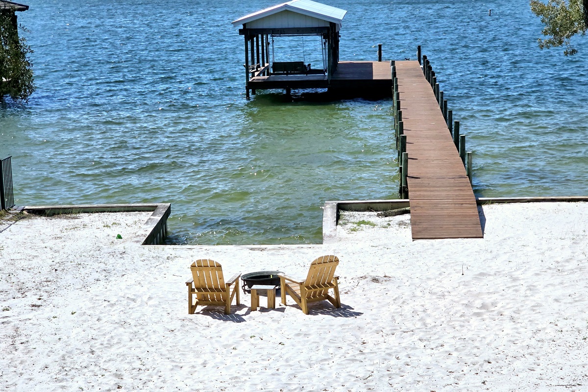 Fireplace on the private beach