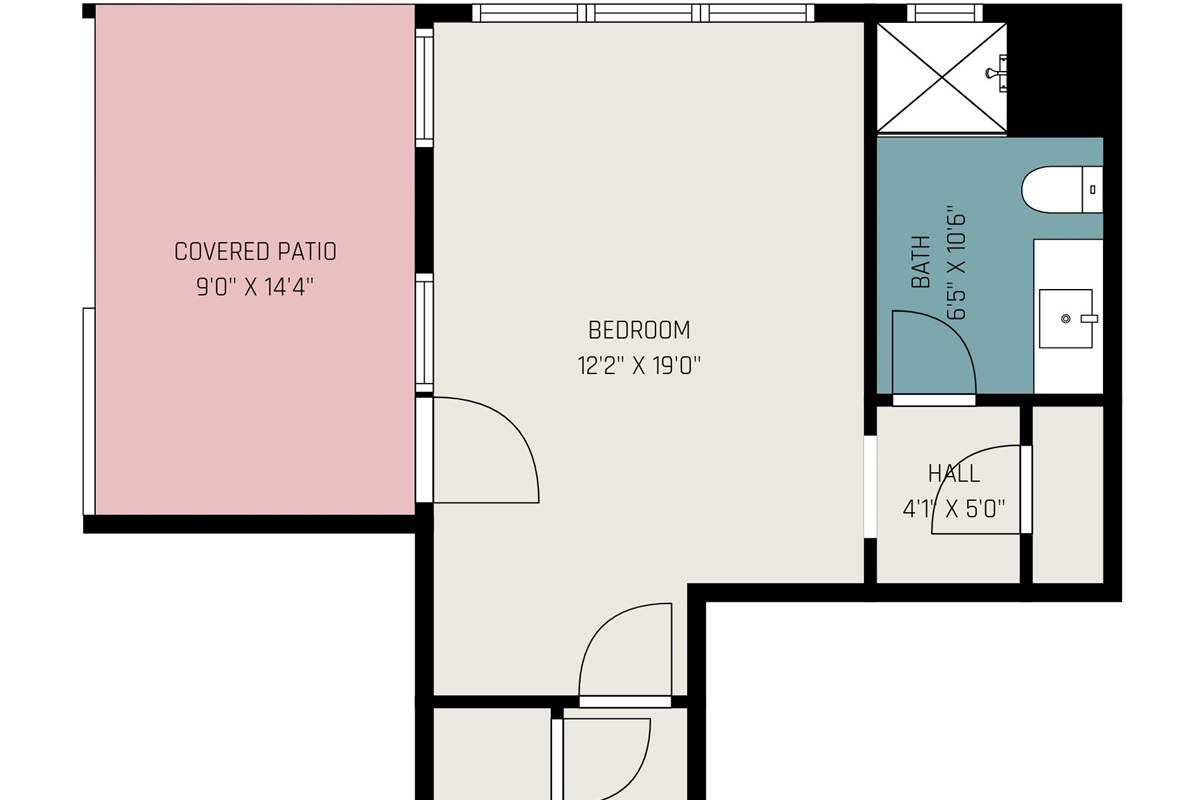 The hot tub and bunk beds are located in the lower level