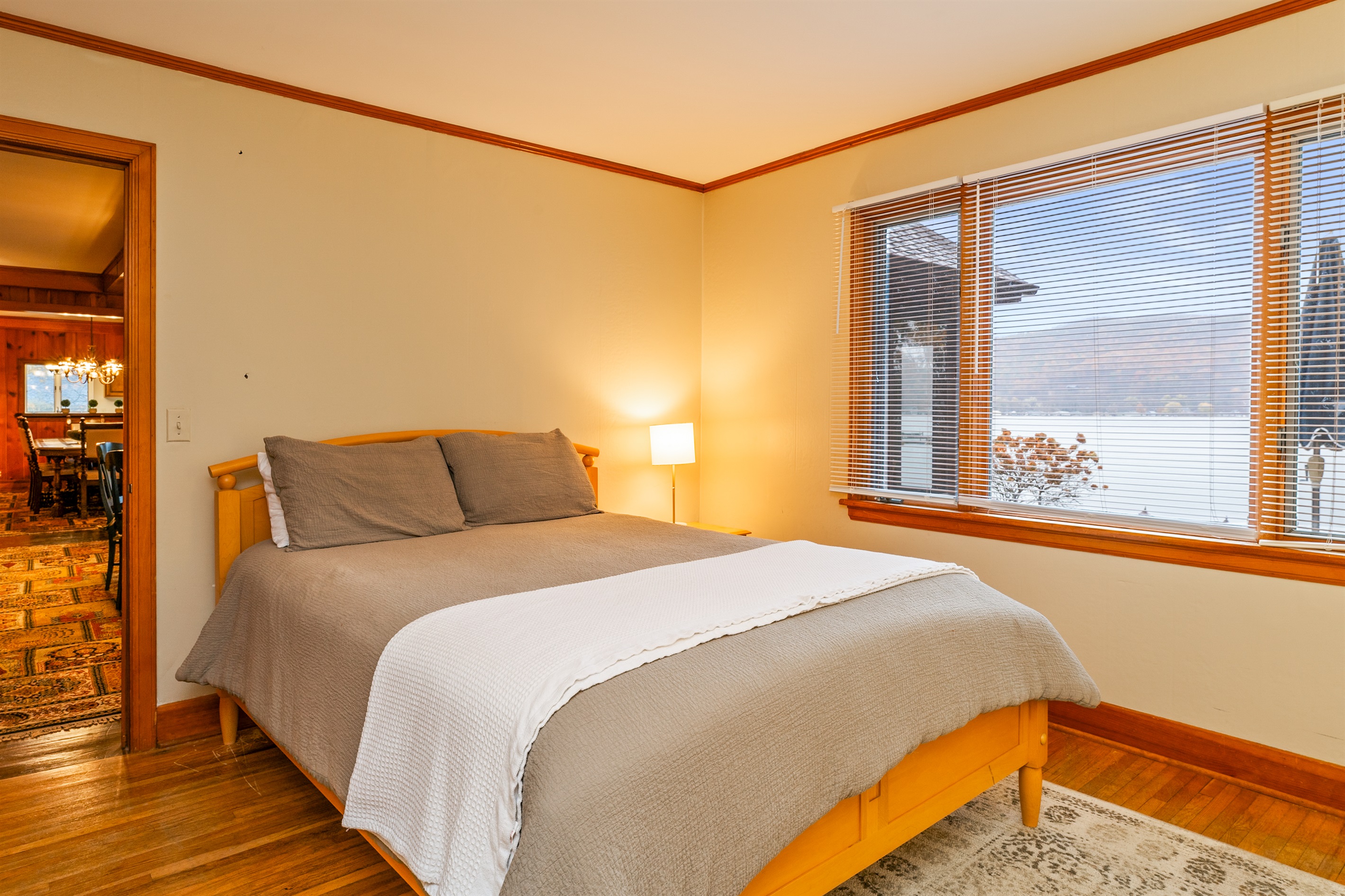 Main floor queen bedroom with Jack and Jill full bathroom-main house