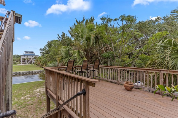 Outdoor bar top and hot tub deck