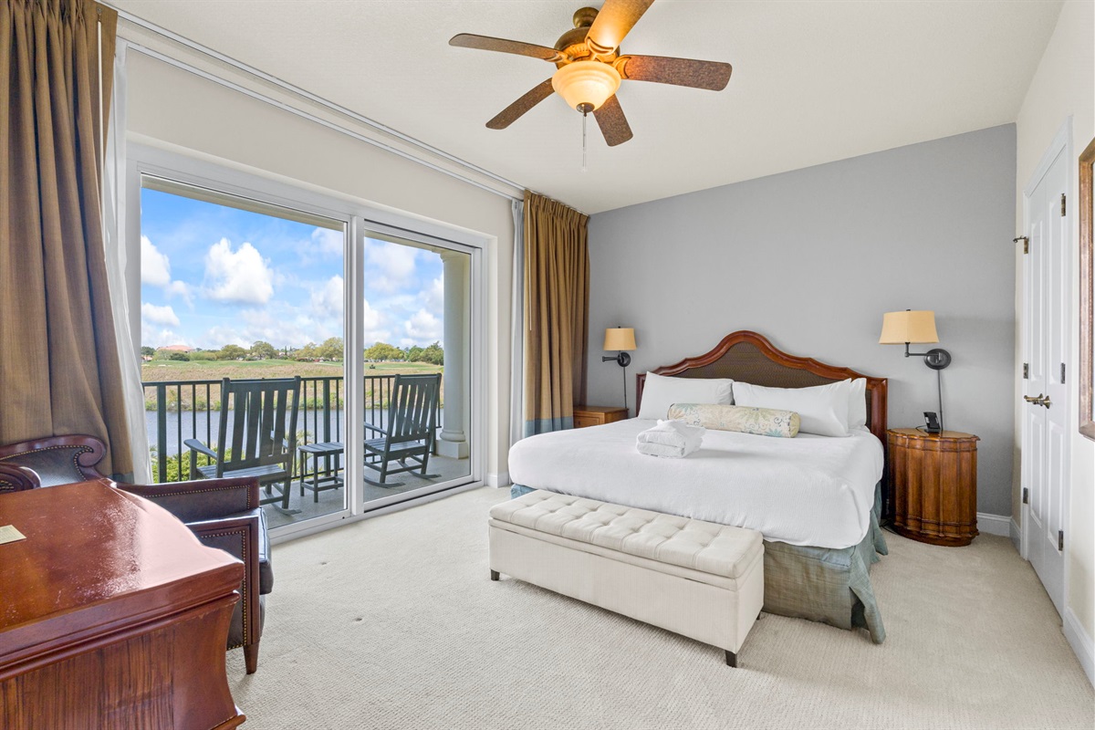 Master Bedroom featuring a King bed, balcony access overlooking the intracoastal waterway and ensuite bathroom