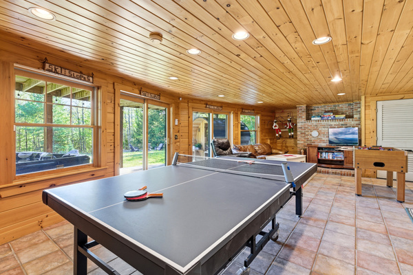 Enjoy hours of indoor fun with ping pong, foosball, and plenty of room to gather.