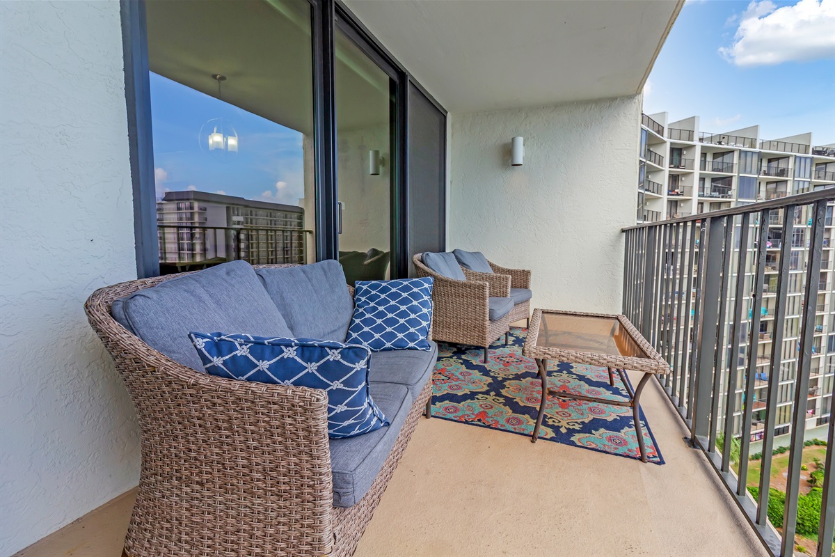 Balcony with lots of seating