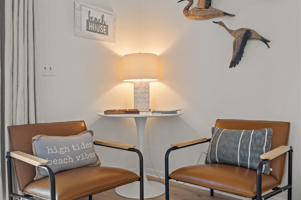 Stylish coastal seating area for relaxation