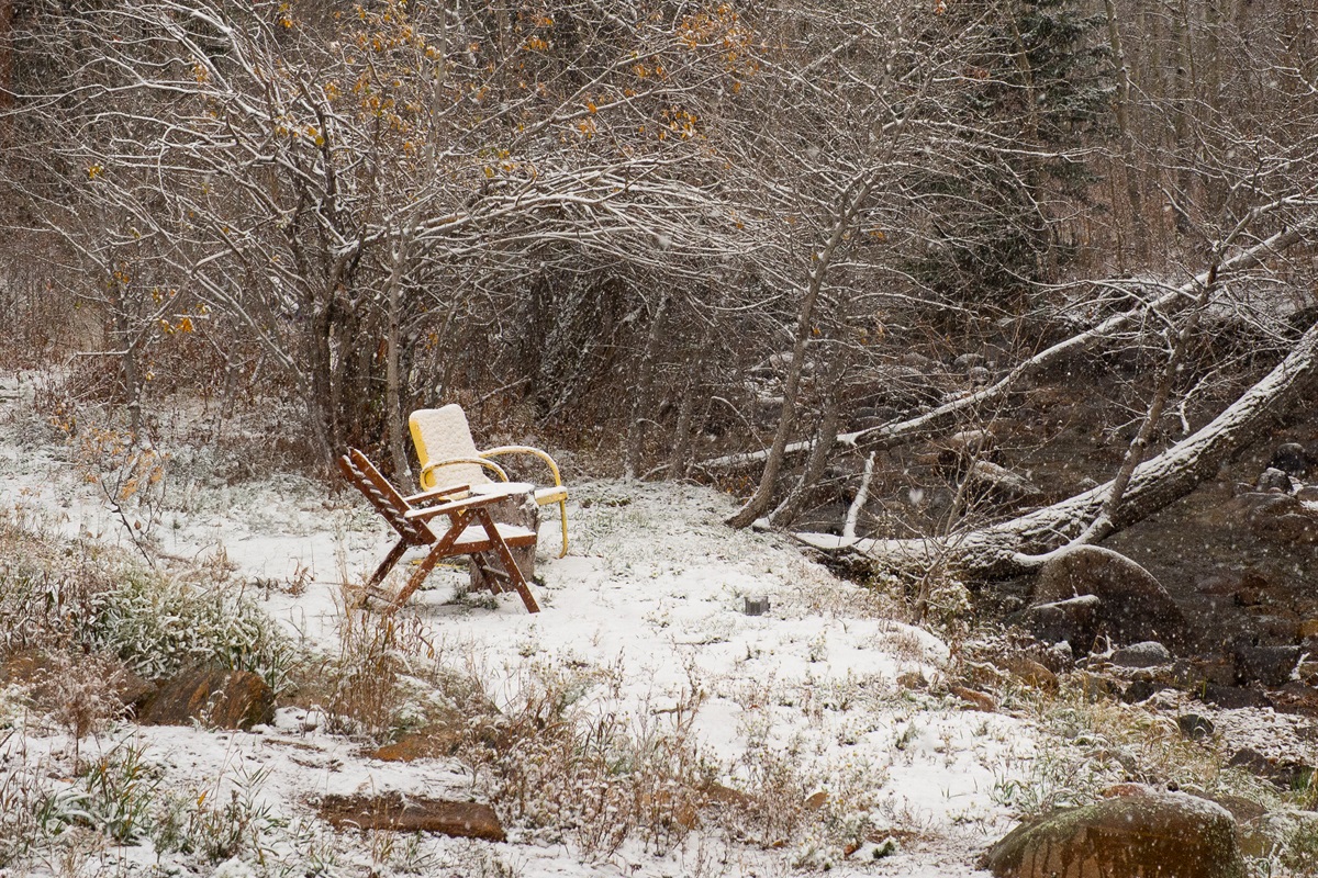 Bundle up and play in the snow along the frozen river