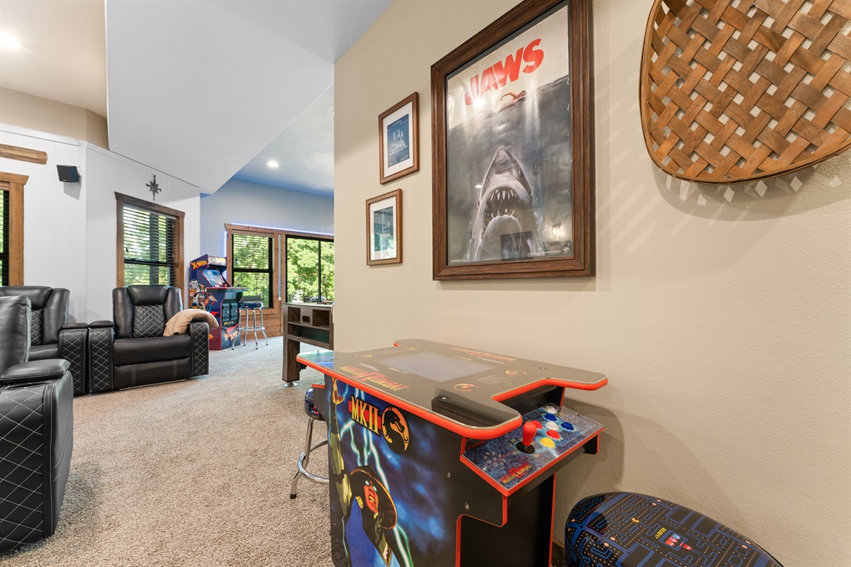 Several arcade games on the lower level!