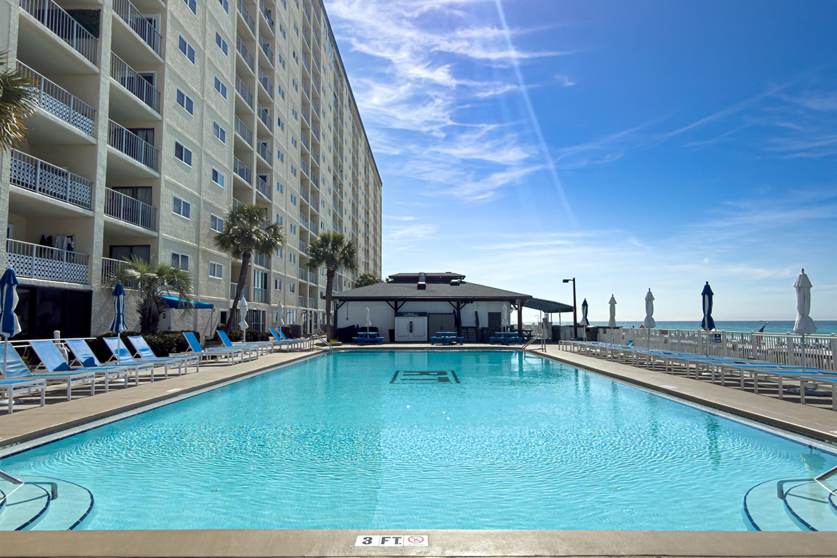 Immerse yourself in the beachfront sparkling pool and get ready for the best day of relaxing!