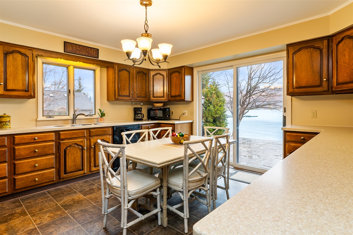 Additional seating in the large kitchen in the main house