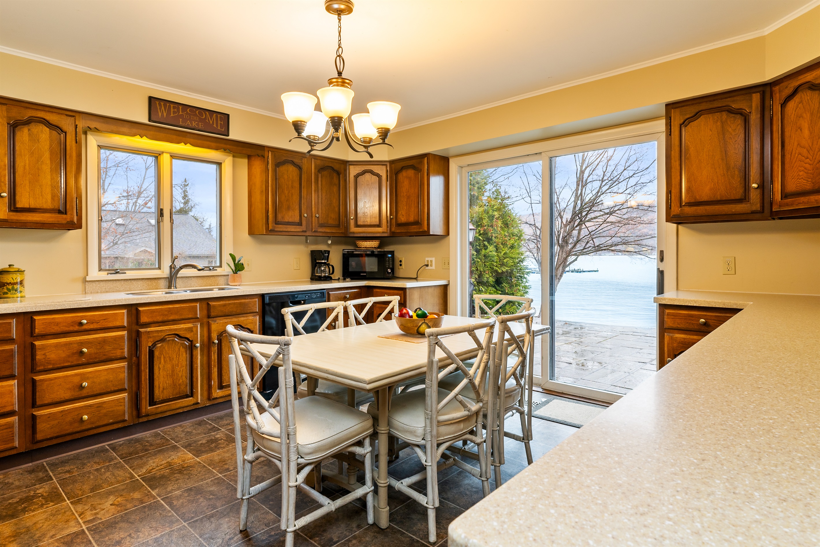 Additional seating in the large kitchen in the main house