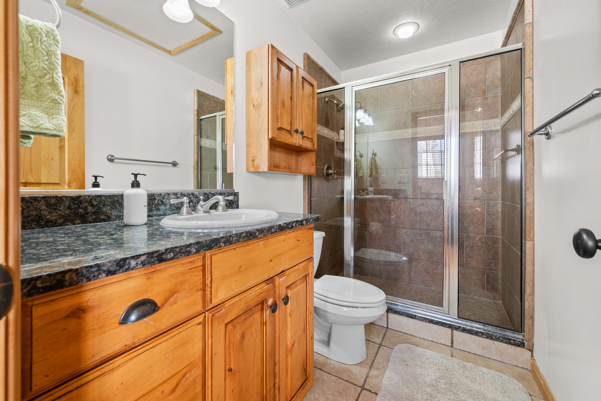 Large Full Bath with plentiful counter space and large shower