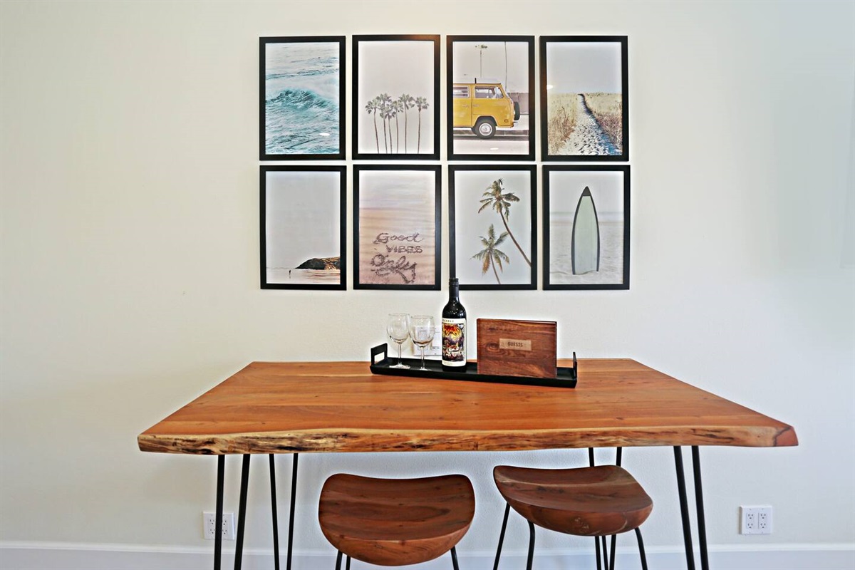 Your dining table is just across from the kitchen island