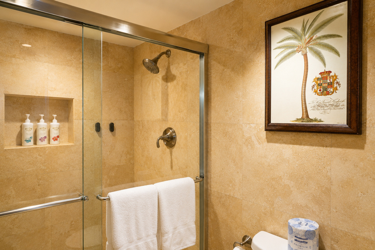 Shampoo, conditioner and body wash provided for your stay