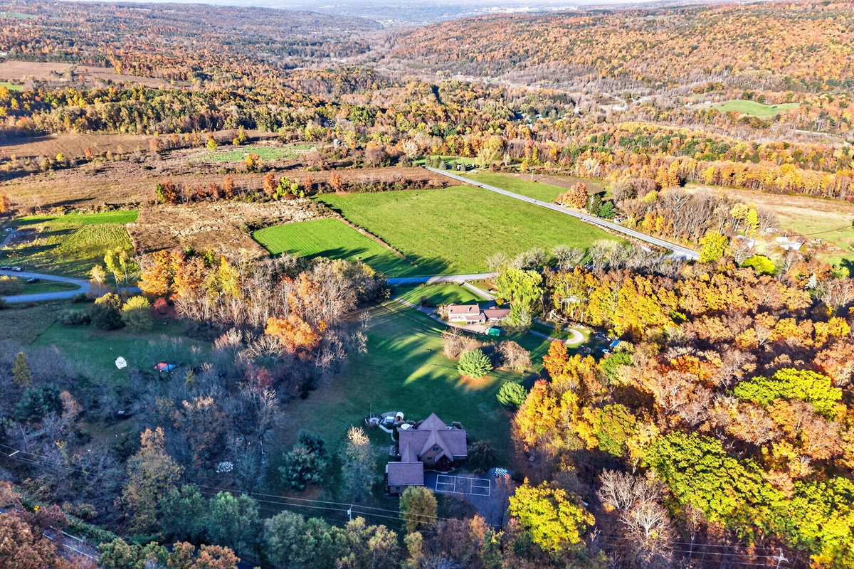Elevated view of surrounding hills and countryside