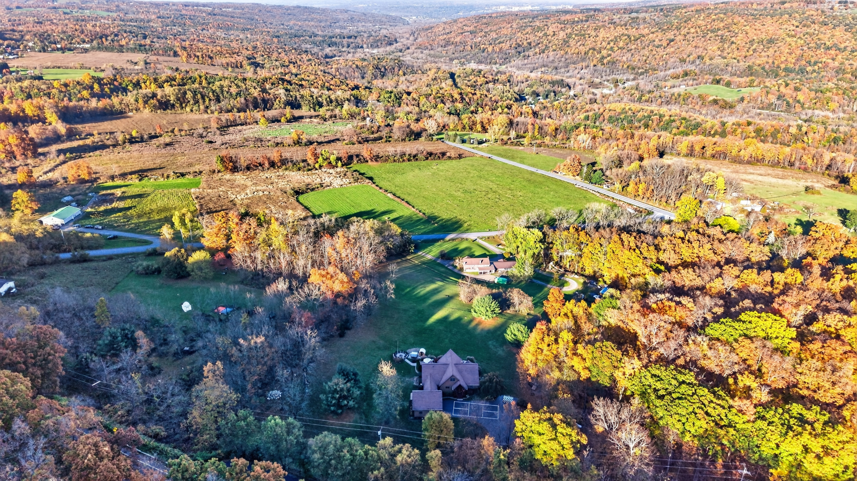 Elevated view of surrounding hills and countryside
