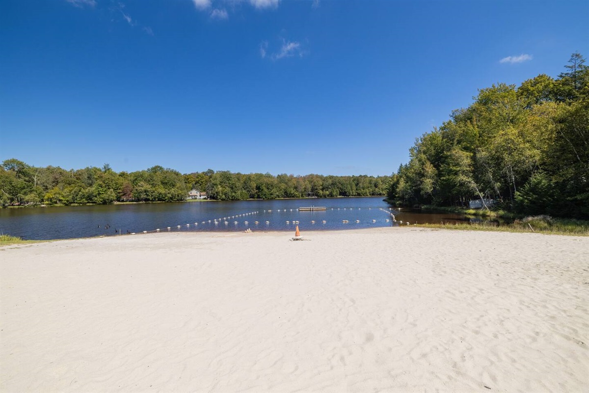 The Beach and Swimming Area at Lake Guenevere (walk to the lake in 5-10 min.)