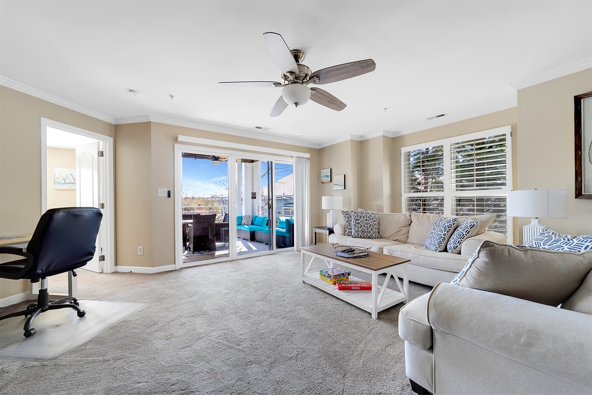 Views of the lake from the cozy living room