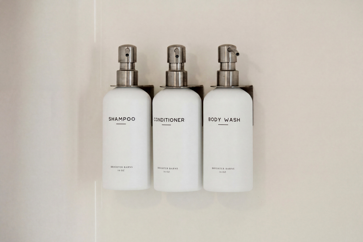 Shampoo, conditioner, and body wash are provided for your convenience.